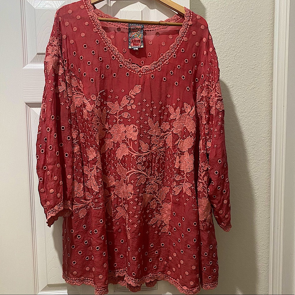 JOHNNY WAS Melby Kenzie Embroidered Top 3X